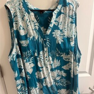 Torrid Teal and White Floral Top
